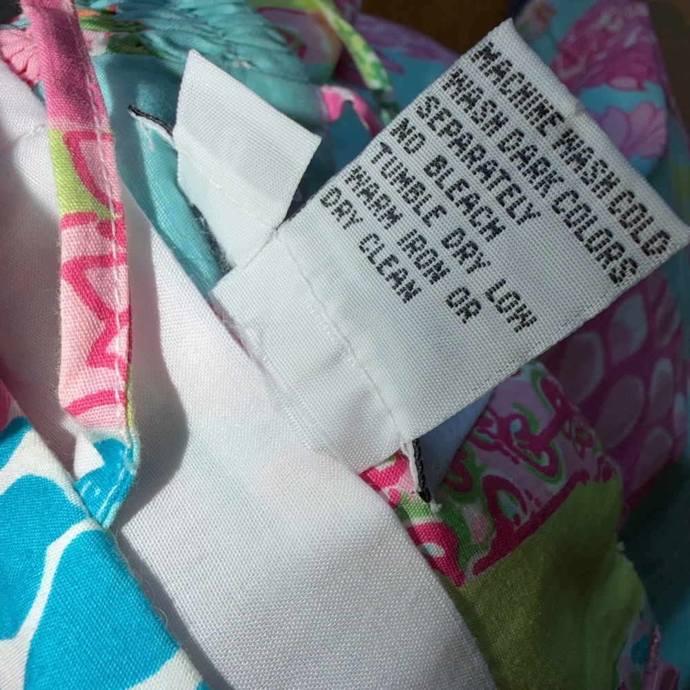 Vintage Lilly Pulitzer Patchwork Resortwear Cotton Shift Dress Pink Blue Size 8 - Picture 4 of 12